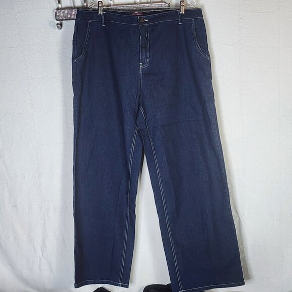 Jessica London Blue Dark Wash Denim Cotton Poly Span High Rise Stretch Jeans - Picture 1 of 16